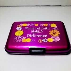 RFID Blocking Wallet / card holder hard shell WOMEN OF FAITH MAKE A DIFFERENCE
